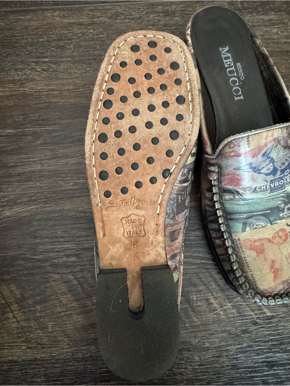 Sesto Meucci Women Leather Slip On Mules Pop Art Shoes‎ Size 6 Wearable Art - Picture 3 of 3